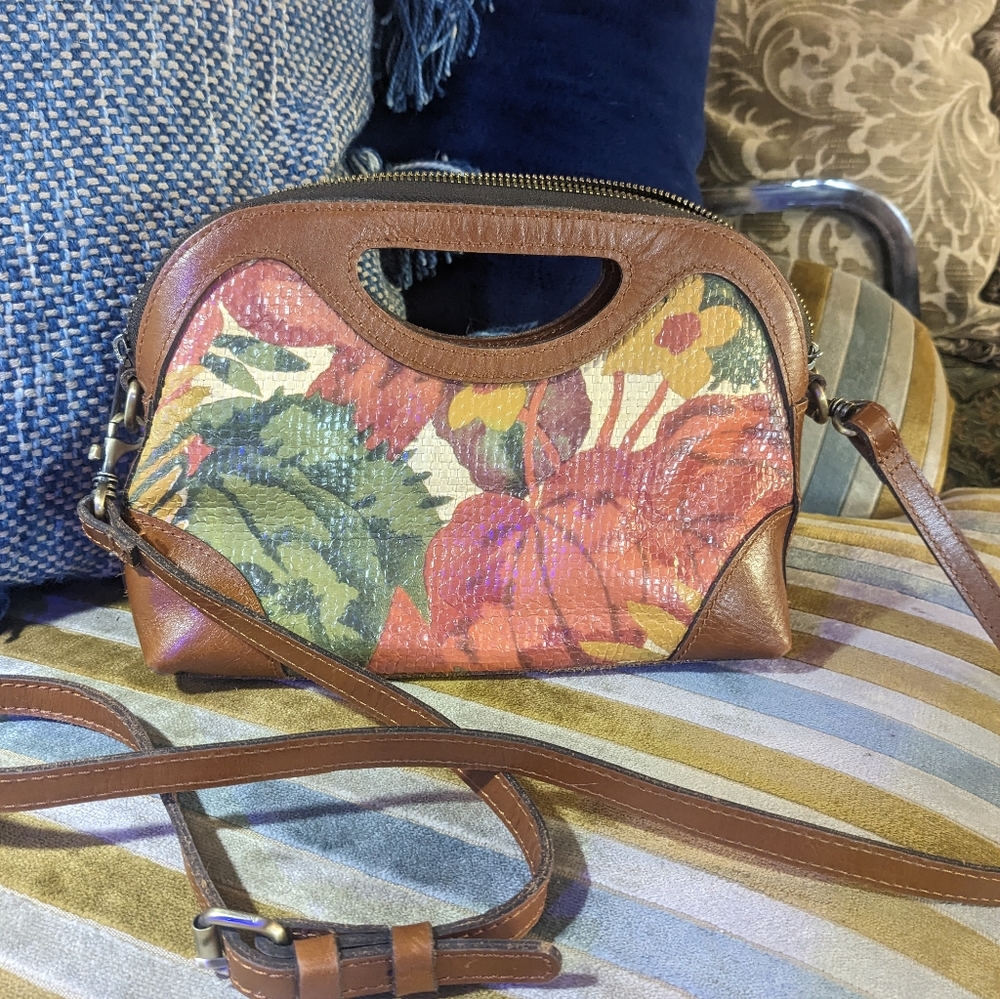 PATRICIA NASH Sora Cutout Satchel Tropical Dreams Handbag Brown